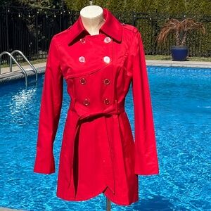 GORGEOUS! Guess Red Belted Double Breasted Trench Coat